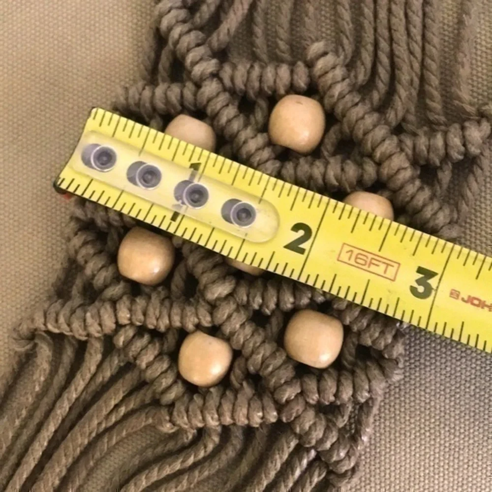 Macrame Belt with Wood Beads Boho Hand Length 63 inches